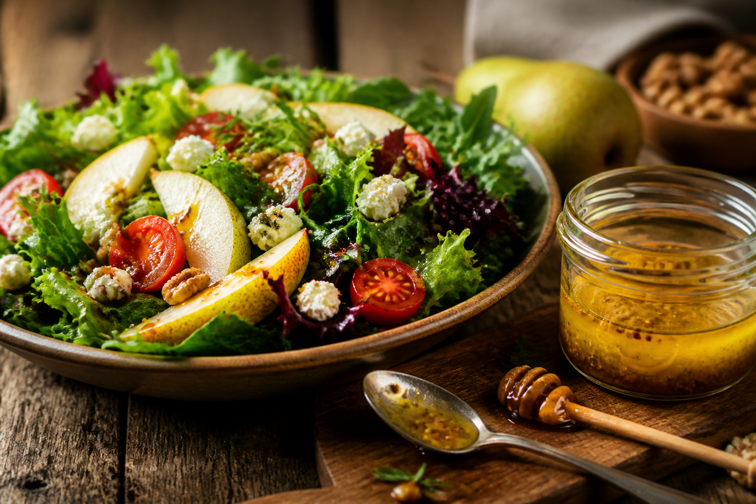 Ensalada fresca con vinagreta de miel y mostaza Bon Miel